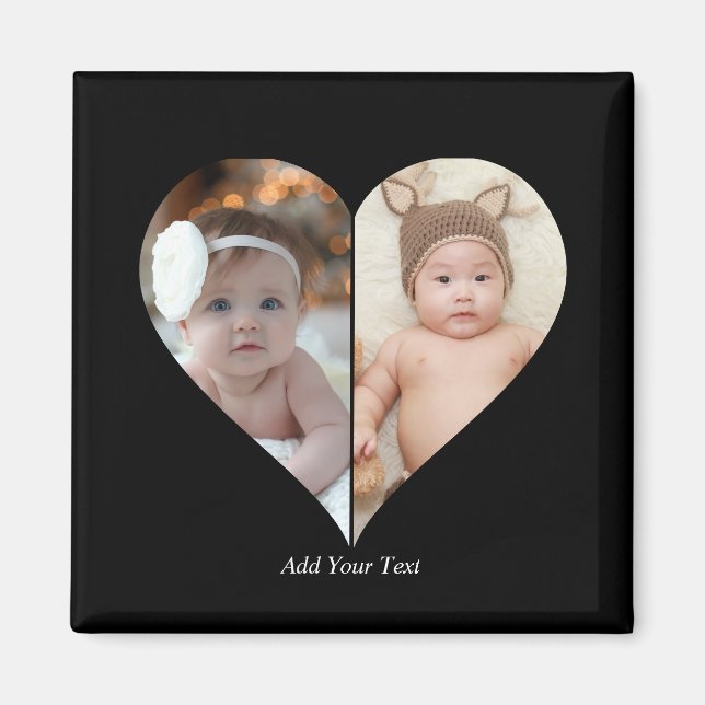 Heart Shaped 2 Photo Collage Magnet (Front)