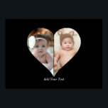 Heart Shaped 2 Photo Collage Poster<br><div class="desc">This Custom Heart Shaped Photo design beautifully arranges your favourite memories into the shape of a heart, symbolising love and connection. Perfect for special occasions like anniversaries, weddings, or Valentine's Day, this design highlights your cherished moments meaningfully and artfully. Its unique layout creates a visually captivating keepsake, ideal for gifting...</div>