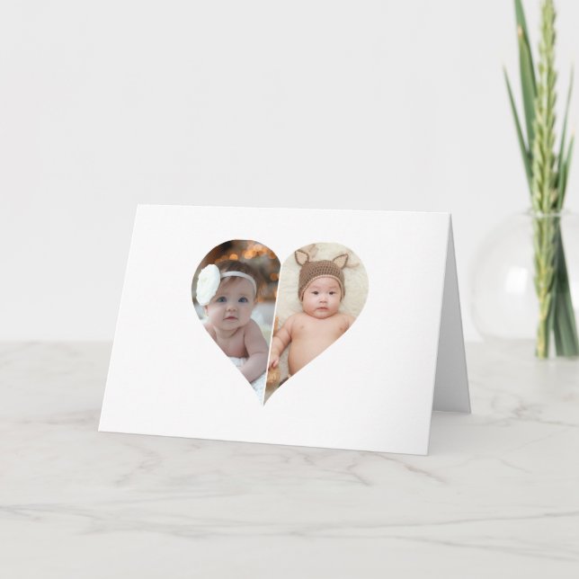 Heart Shaped 2 Photo Collage Poster Announcement (Front)