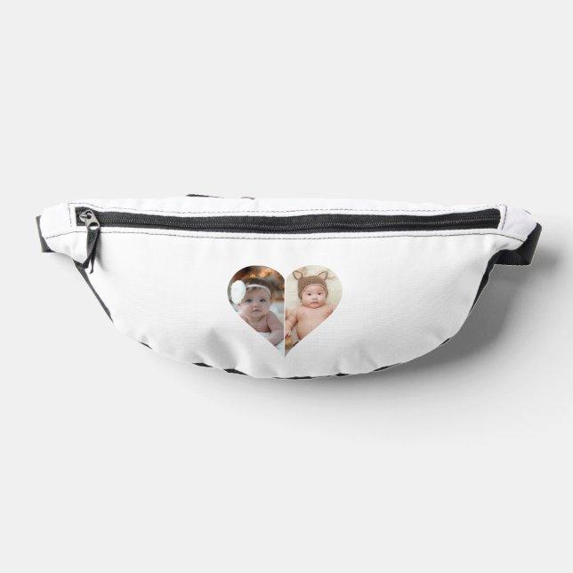 Heart Shaped 2 Photo Collage Poster Bum Bags (Lay Down)