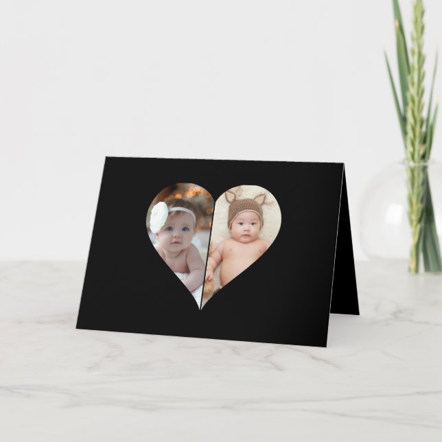 Heart Shaped 2 Photo Collage Poster Card (Front)