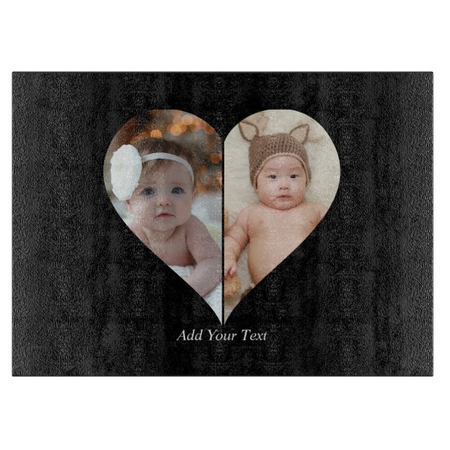 Heart Shaped 2 Photo Collage Poster Cutting Board (Front)