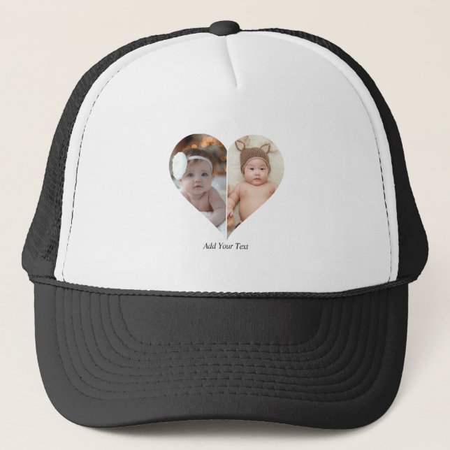 Heart Shaped 2 Photo Collage Poster Trucker Hat (Front)