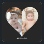 Heart Shaped 2 Photo Collage Square Sticker<br><div class="desc">This Custom Heart Shaped Photo design beautifully arranges your favourite memories into the shape of a heart, symbolising love and connection. Perfect for special occasions like anniversaries, weddings, or Valentine's Day, this design highlights your cherished moments meaningfully and artfully. Its unique layout creates a visually captivating keepsake, ideal for gifting...</div>