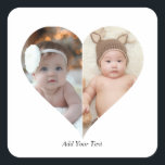 Heart Shaped 2 Photo Collage Square Sticker<br><div class="desc">This Custom Heart Shaped Photo design beautifully arranges your favourite memories into the shape of a heart, symbolising love and connection. Perfect for special occasions like anniversaries, weddings, or Valentine's Day, this design highlights your cherished moments meaningfully and artfully. Its unique layout creates a visually captivating keepsake, ideal for gifting...</div>