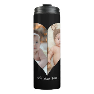 Heart Shaped 2 Photo Collage Thermal Tumbler