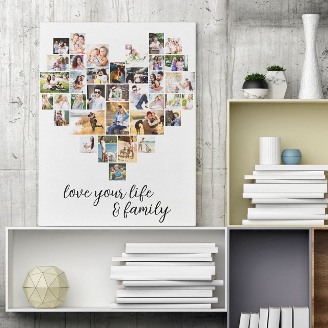 Heart Shaped 36 Photo Collage Love Life Family Canvas Print (Creator Uploaded)