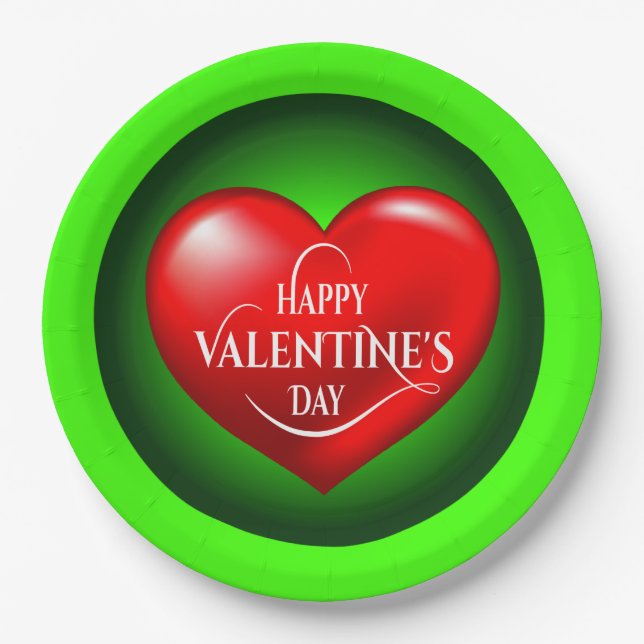 Heart Shaped 3d Red Love Symbol-50420 Paper Plate (Front)
