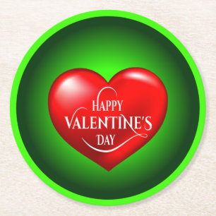 Heart Shaped 3d Red Love Symbol-50420 Round Paper Coaster