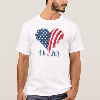 Heart-Shaped 4th of July Design  T-Shirt