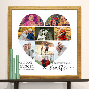 Heart Shaped 9 Photo Collage Forever in our Hearts Poster