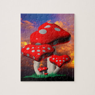 Heart Shaped Amanita Muscaria Mushrooms Jigsaw Puzzle