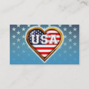 Heart-Shaped American Flag Business Card