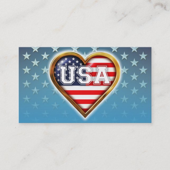 Heart-Shaped American Flag Business Card (Front)