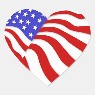 heart shaped american flag sticker