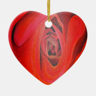 Heart Shaped Artistic Red Rose Ceramic Tree Decoration