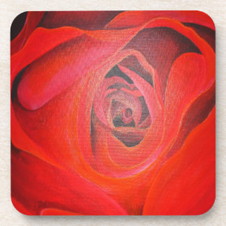Heart Shaped Artistic Red Rose Coaster