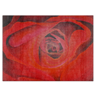 Heart Shaped Artistic Red Rose Cutting Board