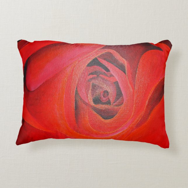 Heart Shaped Artistic Red Rose Decorative Cushion (Back)