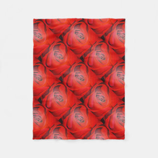 Heart Shaped Artistic Red Rose Fleece Blanket