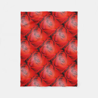 Heart Shaped Artistic Red Rose Fleece Blanket