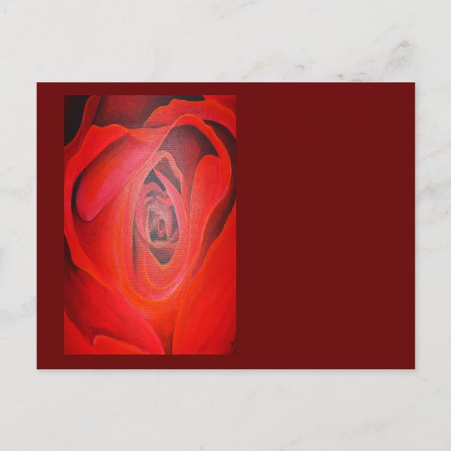 Heart Shaped Artistic Red Rose Holiday Postcard (Front)