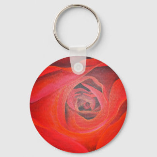 Heart Shaped Artistic Red Rose Key Ring