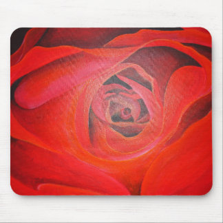 Heart Shaped Artistic Red Rose Mouse Mat