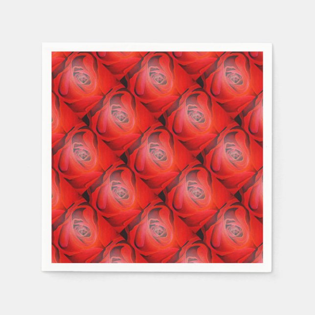 Heart Shaped Artistic Red Rose Napkin (Front)