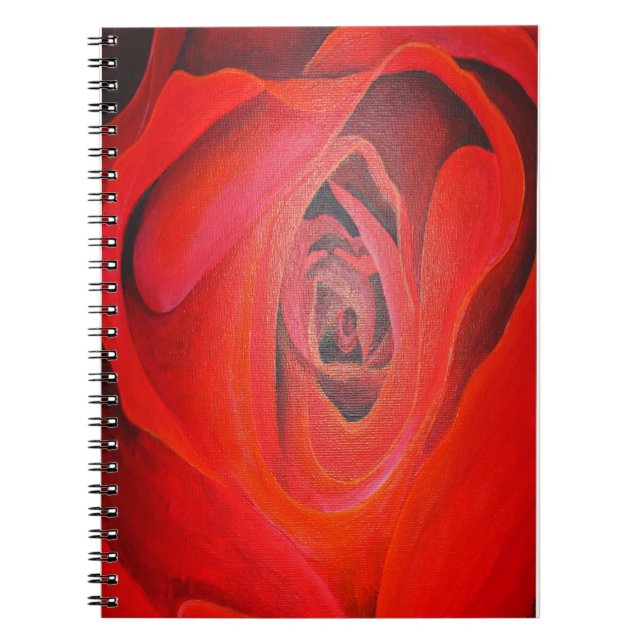 Heart Shaped Artistic Red Rose Notebook (Front)