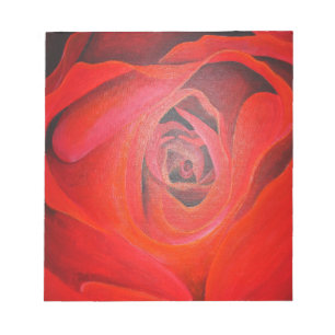 Heart Shaped Artistic Red Rose Notepad