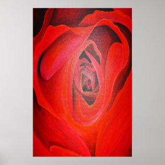 Heart Shaped Artistic Red Rose Poster