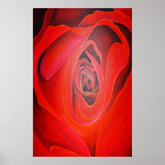 Heart Shaped Artistic Red Rose Poster (Front)
