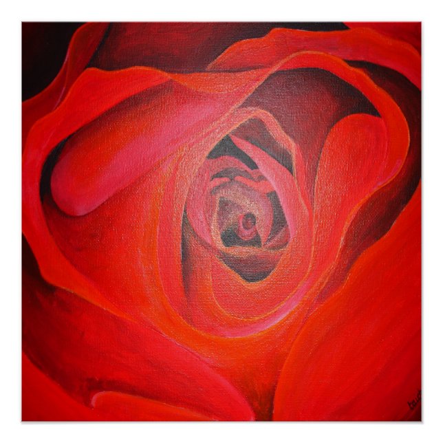 Heart Shaped Artistic Red Rose Poster (Front)