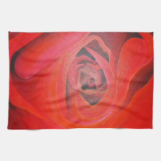 Heart Shaped Artistic Red Rose Tea Towel