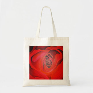 Heart Shaped Artistic Red Rose Tote Bag