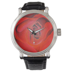 Heart Shaped Artistic Red Rose Watch