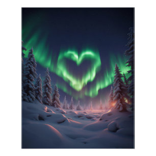 Heart Shaped Aurora Borealis Poster