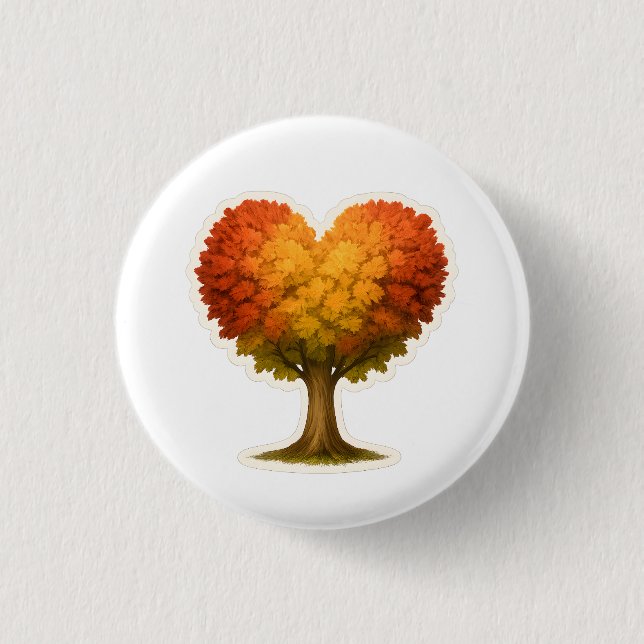 Heart Shaped Autumn Tree 3 Cm Round Badge (Front)