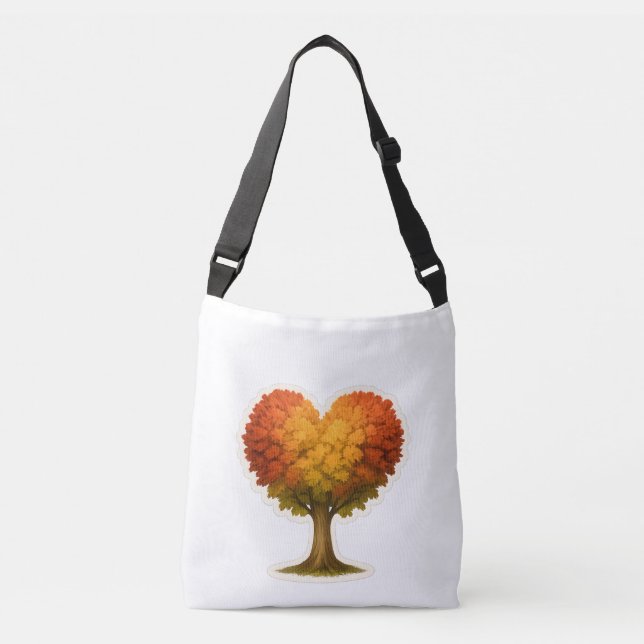 Heart Shaped Autumn Tree Crossbody Bag (Front)