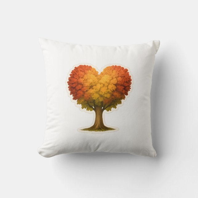 Heart Shaped Autumn Tree Cushion (Front)