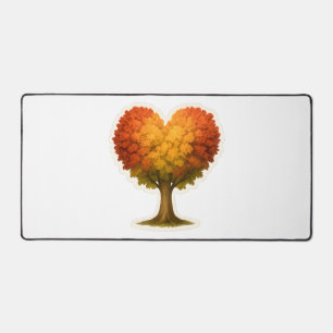 Heart Shaped Autumn Tree Desk Mat