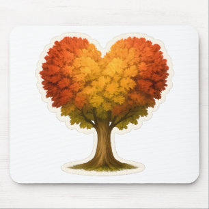 Heart Shaped Autumn Tree Mouse Mat