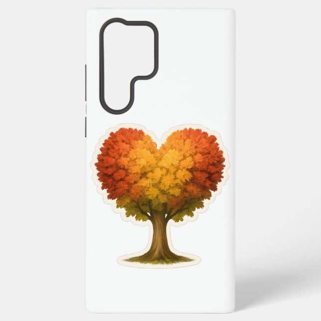 Heart Shaped Autumn Tree Samsung Galaxy S22 Ultra Case (Back)