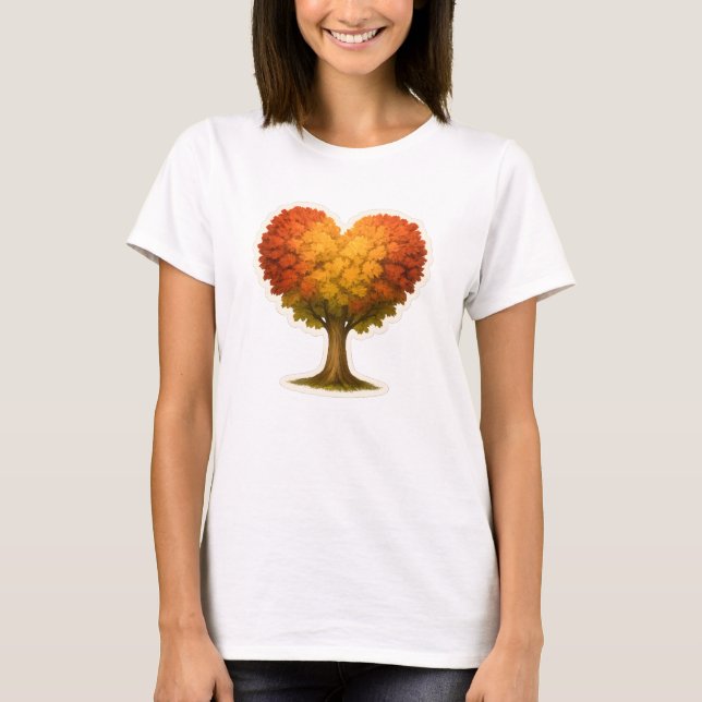 Heart Shaped Autumn Tree T-Shirt (Front)