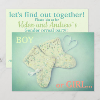 heart-shaped baby booties Gender Reveal Party Invitation