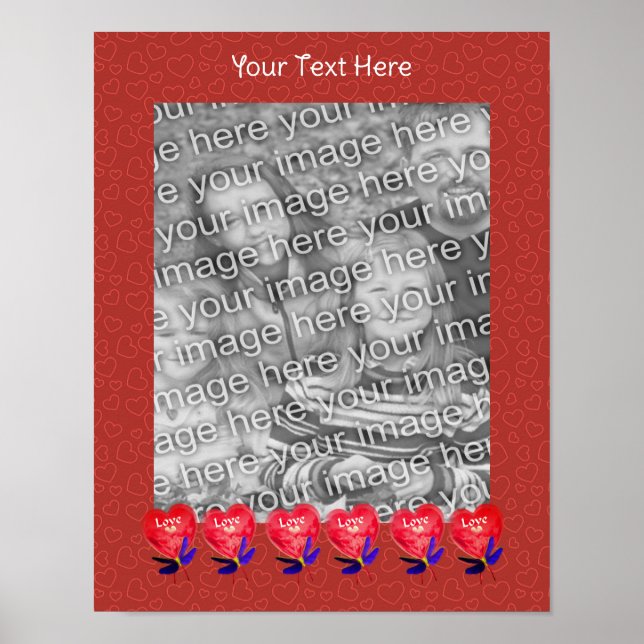 Heart Shaped Balloons Love Add Your Photo  Poster (Front)