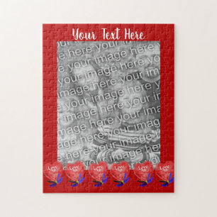 Heart Shaped Balloons Love Photo Frame Template Jigsaw Puzzle