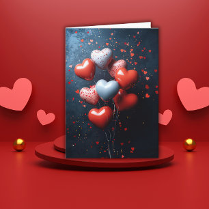 Heart shaped Balloons Valentine's Greeting Card