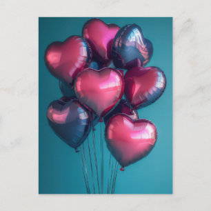Heart shaped Balloons Valentine's Greeting Postcard